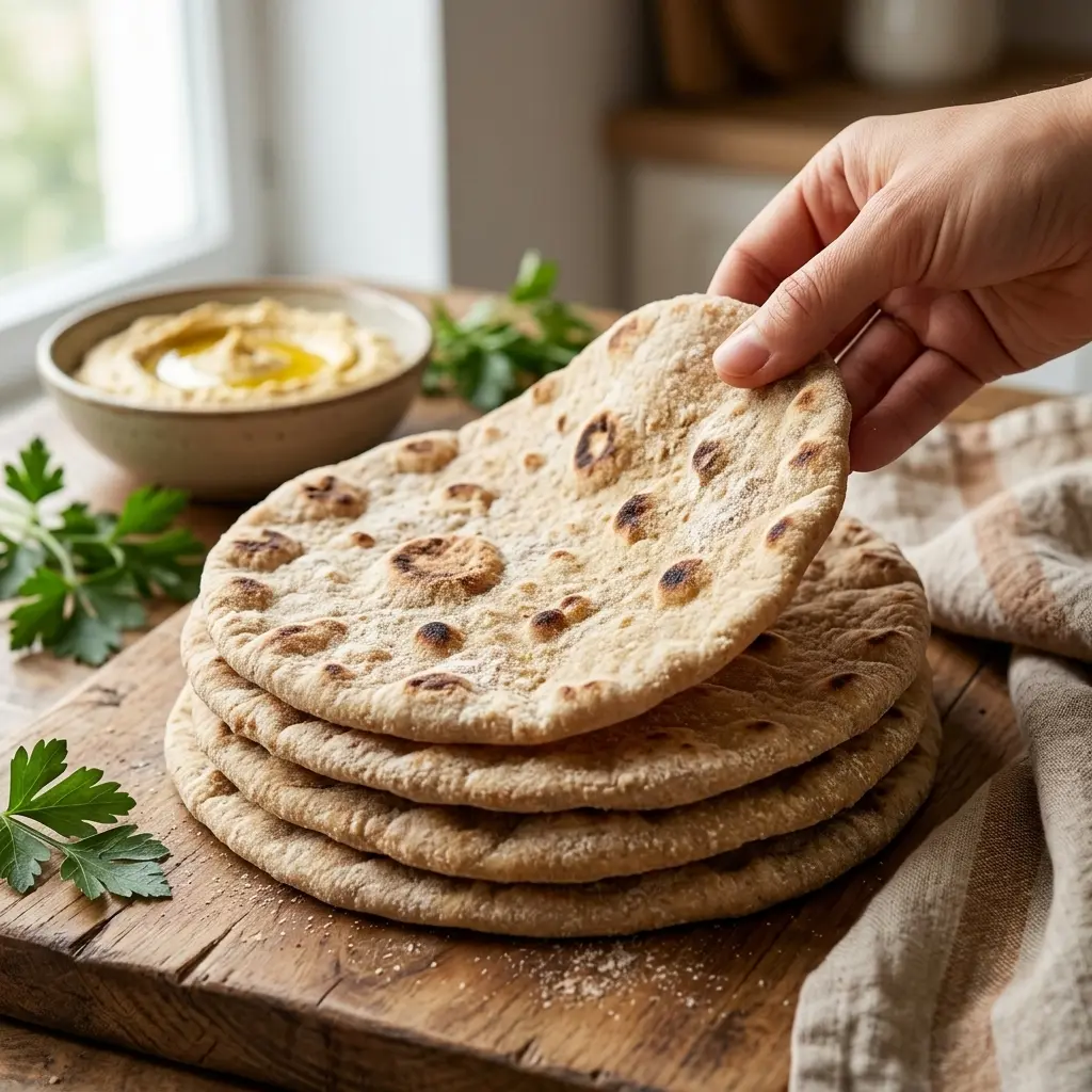 خبز قمح عربي بالخميره الطبيعه